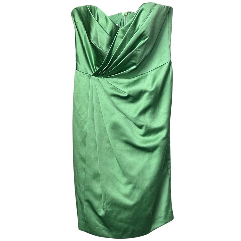 David’s Bridal Strapless Green Satin Midi Dress Party Formal Bridesmaid - 4
